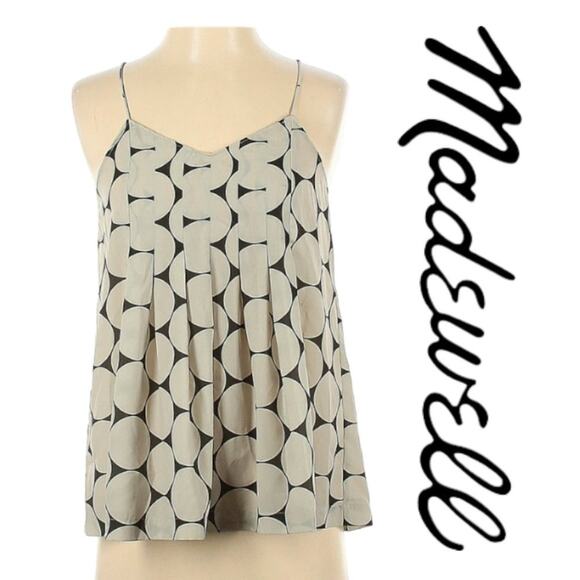 Madewell Circle Dot Pleated Cami Womens Blouse Tan Size 0 - Picture 1 of 13